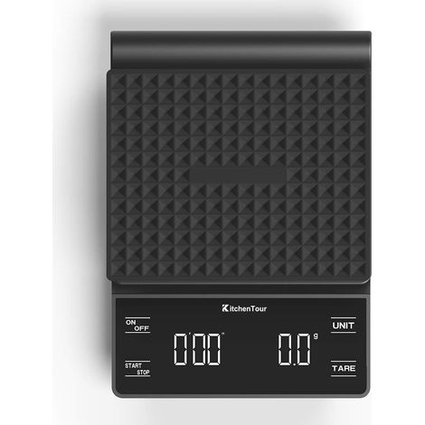 Balanza para café con temporizador, 3 kg/0,1 g, alta precisión, balanza para espresso de goteo con pantalla LCD retroiluminada (1/4)