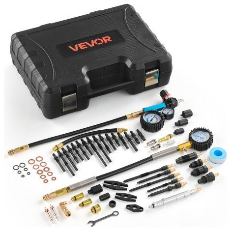 Kit de Prueba de Compresión de Cilindros de Motor, Manómetro de Presión de 0-700 PSI y Manómetro de Fugas de 0-100 PSI, Comprobador de Fugas de Cilindros con 4 Adaptadores para Automóviles (1/5)