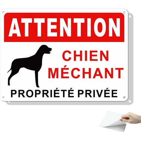 Pancarte Attention Chien Méchant Alu 25x18 cm Portail Clôture (1/5)