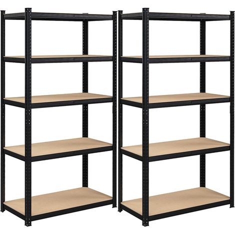 Scaffalatura metallica per carichi pesanti 200 x 100 x 50 cm 5 livelli carico totale 875 kg (175 kg/livello) ripiano portaoggetti ripiani regolabili per garage cantina nero 120005591