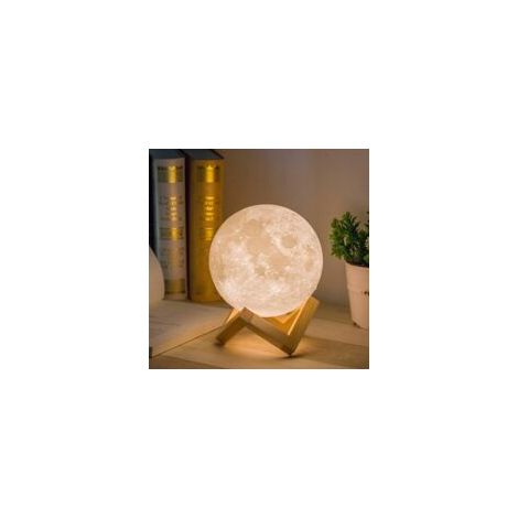 Due lampade da notte a forma di luna, ricarica USB e controllo tattile, per adulti e bambini, bianco caldo a freddo (12 cm) - Crezuo