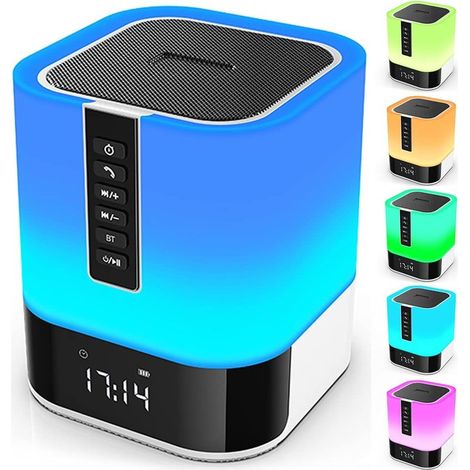 Veilleuse Bluetooth avec haut-parleur - Lampe tactile 5 en 1 et réveil pour adolescents (1/5)