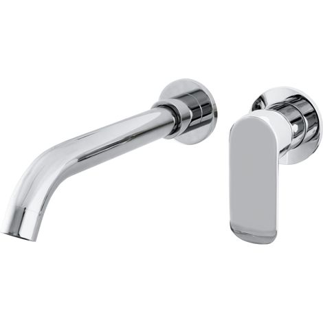 Robinet de lavabo chromé encastré  Robinet de lavabo monocommande, mitigeur eau froide et chaude, économie d'eau, installation facile et rapide  laiton, inoxydable, élégant, rond, série Tuejar (1/4)