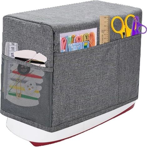 Pochette de Protection pour Machine à Coudre avec Sac de Rangement, Housse Anti - poussière à Coudre Compatible avec la Plupart des Machines Standard Singer Brother (Gris)