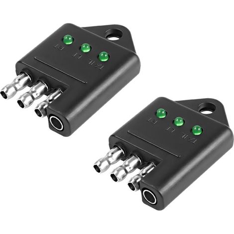 Probador de enchufe de remolque de 4 pines - 4 vías - Plano - Probador de luz - Para cableado de vehículos remolcados - Con indicadores LED - Probador de circuitos - Accesorios para automóviles - 2 pi
