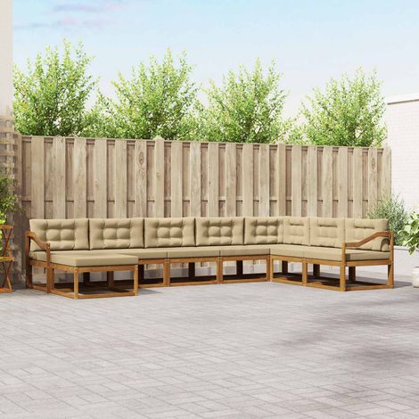 Outdoor-Sofagarnitur mit Kissen 8 pcs Natur und Beige (1/5)