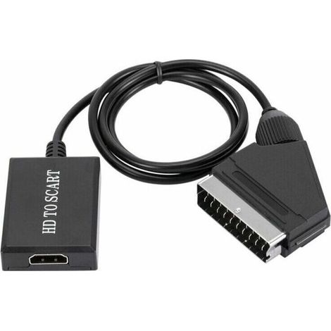 Cyslmuk – Convertisseur HDMI vers péritel 1080p – Adaptateur audio vidéo SCART – Compatible NTSC/PAL – Plug and play – Technologie de mise à l'échelle (1/4)