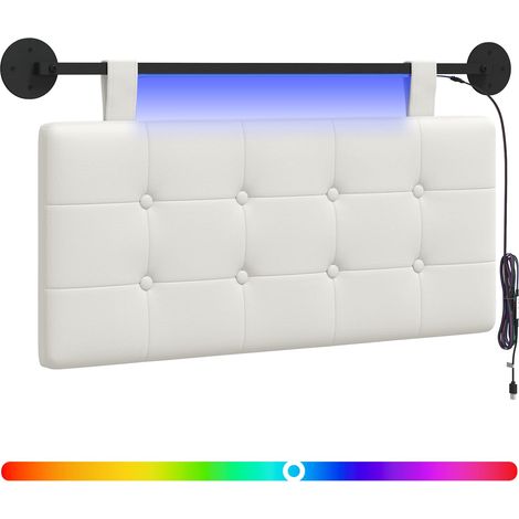 Maison Exclusive - Hängendes Kopfteil Mit LED Licht Weiß Kunstled