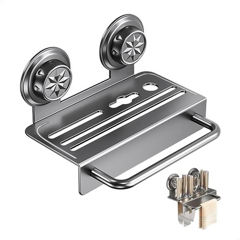 Bloc Couteaux Cuisine, Porte Couteau Mural avec 5 Fente et Porte-serviette, Support Couteaux avec Ventouses sans Traces, Porte Ustensiles Cuisine für Rangement Ciseaux, Serviette, Affuteur