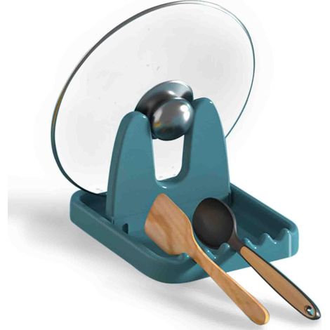 Porta coperchi, ripiano portaoggetti da cucina, porta mestolo, organizer per cassetti da cucina, porta utensili da cucina resistente, design antigoccia (verde) (1/4)
