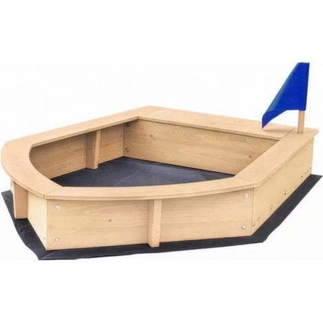 Kids Boat Sand Pit with Seating - L120 x W116 x H23 cm