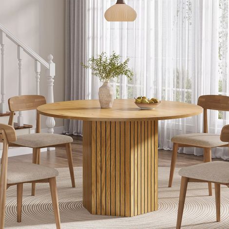 Table ronde 120 cm – Pour salle à manger – Style fermier industriel – Kaki foncé