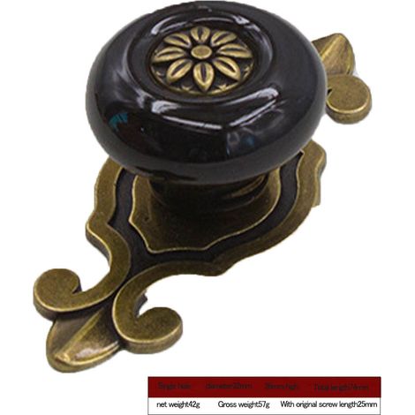 Vintage Keramik-Türknauf, Schubladen-, Schrank- und Kleiderbügel (Bronze/Schwarz) (1/5)
