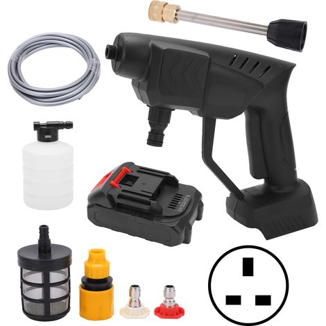 Nettoyeur haute pression sans fil batterie lithium 10 pièces, pistolet à eau portable mini outil AC 80‑240V prise UK (1/5)