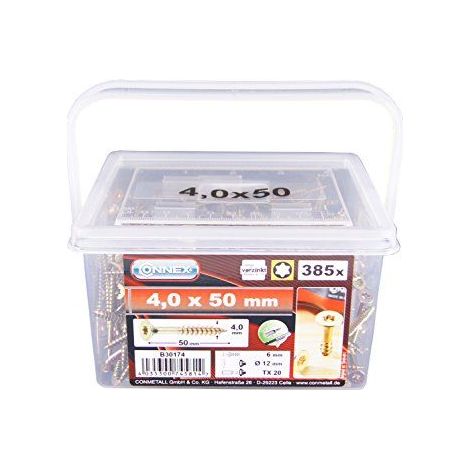 Connex B30174 Vis universelles 4,0 x 50 TX galvanises 385 g
