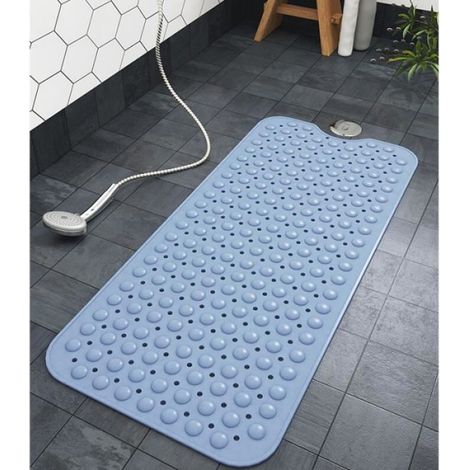 Tapis de Douche Anti-dérapant,40×100cm Tapis de Baignoire de Bain avec Ventouses et Trous de Drainage PVC Anti Moisissure,Blanc (1/4)