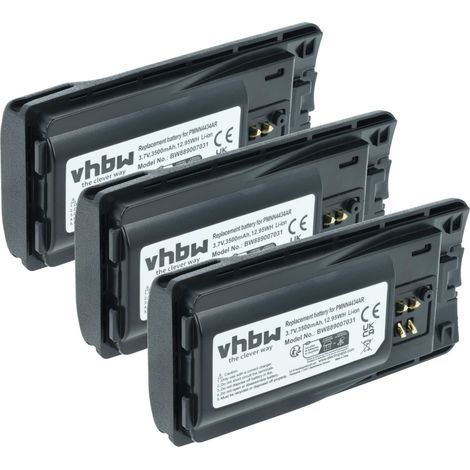 vhbw 3x Akku kompatibel mit Motorola RMU2080d, RMU2080, RMU2040, RMM2050, RMU2050, RMU2043 Funkgerät, Walkie Talkie (3500 mAh, 3,7 V, Li-Ion)