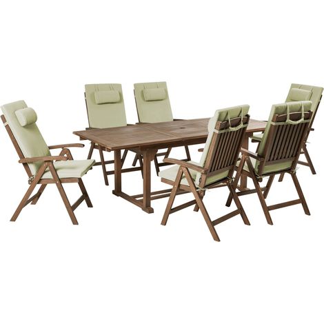 Gartenmöbel Set 6-Sitzer AMANTEA PREMIUM Akazienholz Grün