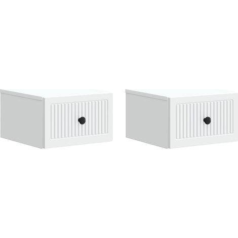 vidaXL  Wall-Mounted Bedside Cabinet  2 pcs White 33 x 34.5 x 20 cm