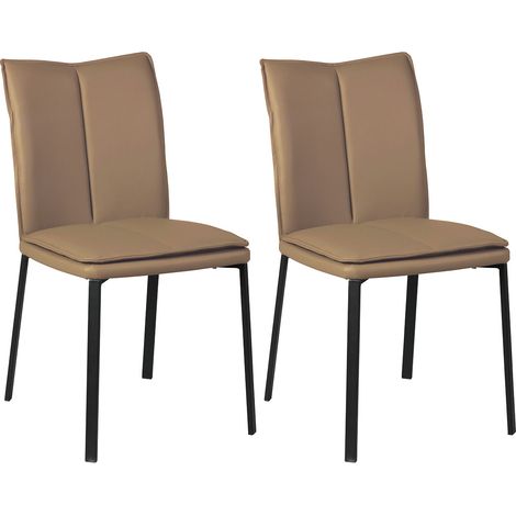 CALLUM - Lot de 2 Chaises Taupe avec Sur-Coussin (1/3)