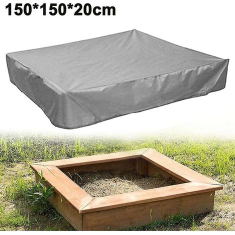 Housse de protection pour bac à sable pour enfants, parasol carré imperméable (150 x 150 x 20 cm, gris) (1/5)