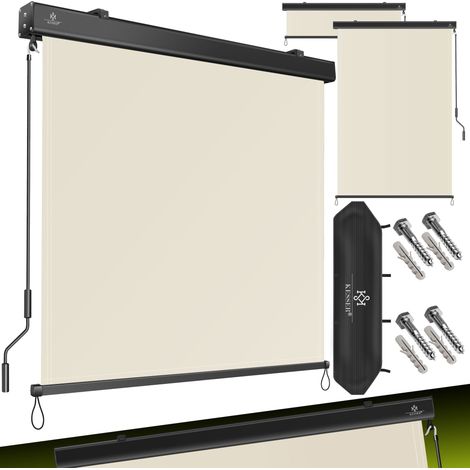 KESSER® Senkrechtmarkise Außenrollo Handkurbelmechanismus Balkonrollo Sonnen-und Sichtschutz   Beschattung Sonnenschutz Außen Rollo mit Kurbel Markisen   Beige / 180 x 250cm (1/5)