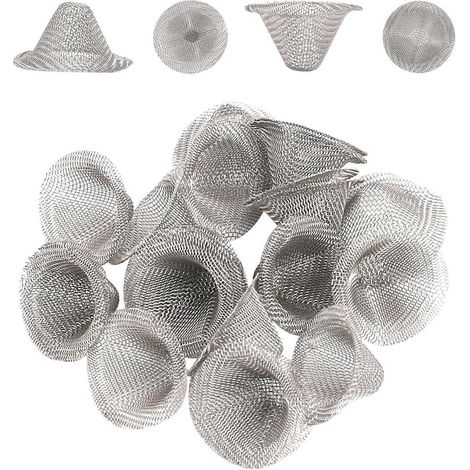 40 Stück Edelstahl-Rohrfiltersiebe, 1/2 Zoll, vorgeschnitten, konisches Design, wiederverwendbare Siebsiebe aus Edelstahl-Rohrfiltergewebe (1/4)