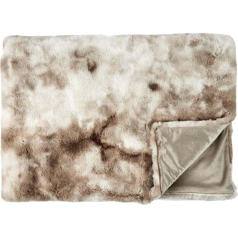Plaid Ultra Doux 140x200cm Imitation Fourrure Ombrée Coloris Marron et Blanc (1/5)