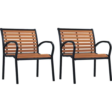 Lot de 2 Chaises de jardin - Chaises d'extérieur pour terrasse/jardin Acier et WPC Noir et marron BV201808 - BonneVie (1/5)