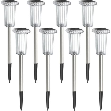 Lot 8 lampes solaires – LED IP44 – 10 programmes – Allée/jardin/cour – Décor paysager