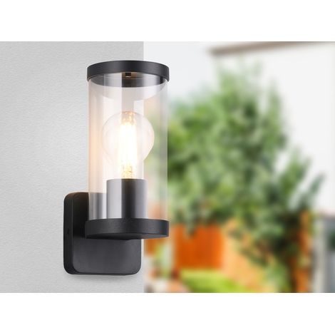Außenwandleuchte BONITO Laterne aus Aluminium Schwarz, Höhe 23cm