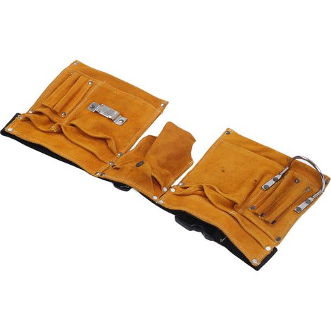 Sacoche ceinture porte-outils en cuir de vachette, résistante aux coupures, robuste, respirante et ajustable, idéale pour les ouvriers de maintenance. (1/5)