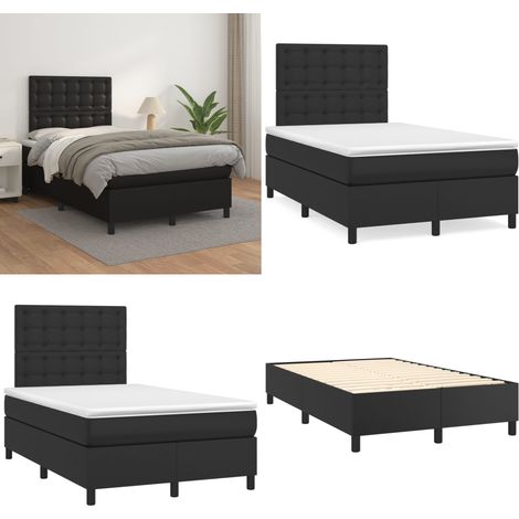 Boxspringbett mit Matratze Schwarz 120x200 cm Kunstleder - Boxspringbett - Doppelbett - Bettenrahmen - Kunstlederbett - Schwarzes Bett - Home & Living (1/5)