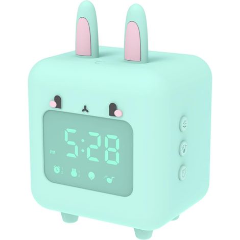 Réveil Enfant Lumineux Lapin ,LED Numerique Lampe Réveil Veilleuse Fille Garcons Jour Nuit Enfant Volume Réglable Snooze Réveil, Cadeau pour Anniversaire Enfants (1/5)