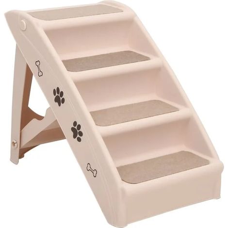 Escalier pliable pour animaux de compagnie, beige, 62 x 40 x 49,5 cm (1/5)