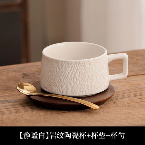 Ensemble tasse et soucoupe à café en céramique blanche, tasse à latte créative, tasse à café raffinée pour le thé de l'après-midi