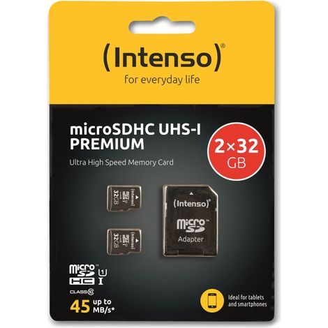 INTENSO Micro SDHX-Card 3423482, 2x 32 GB, Class 10 (1/2)
