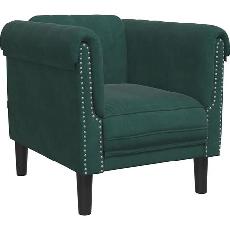 Fauteuil de Salon，Chaise，Fauteuil vert foncé velours CFW496812 (1/5)