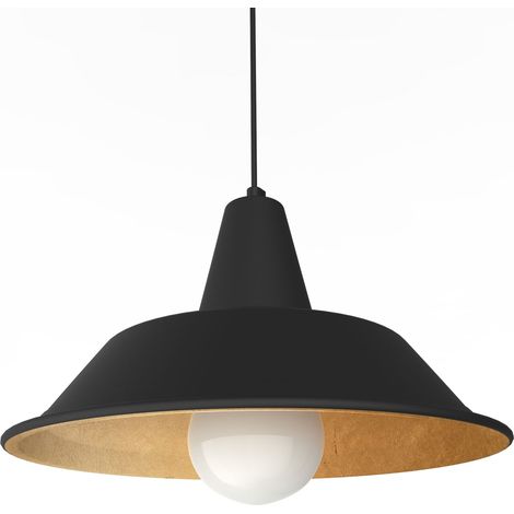 LUMICOM  DUNA Sospensione, 1XE27, max 42W, metallo, nero opaco/foglia oro, D.35cm