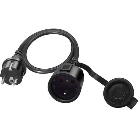 Câble d'extension, Schuko Europe mâle vers femelle câble d'extension, 16A 250V, 2 pôles fiche d'alimentation avec contact de protection avec capuchon pour PDU UPS, noir, 0,5 m (1/5)