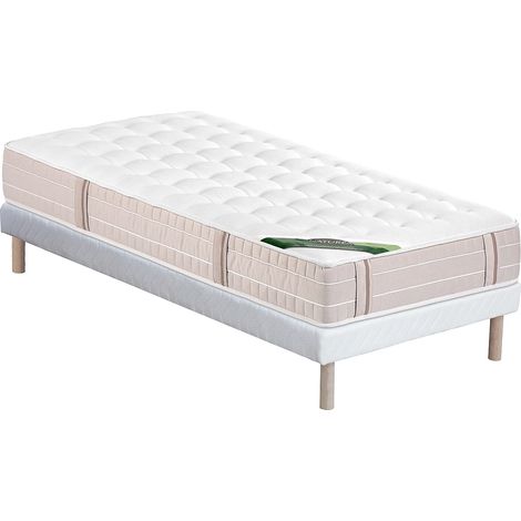 Set 90 x 190 cm rete Imbottito + materasso a molle insacchettate 5 zone memory foam e tessuto anti-cimici del letto sp.24 cm - VIREVO di NATUREA (1/5)