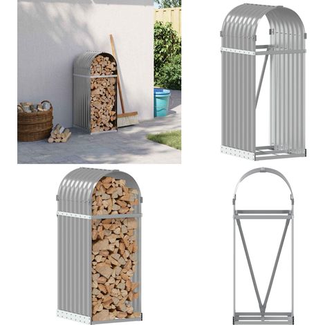 Porte-bûches gris clair 40x45x100 cm acier galvanisé - Porte-bûches - Rangement Bûches - Abri À Bûches - Stockages Extérieurs - Accessoires Cheminée - Home & Living (1/5)