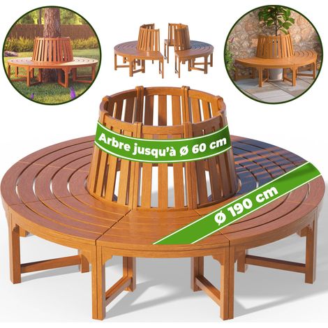 Casaria – Banc de jardin rond Ø 190 cm en bois d'eucalyptus certifié FSC – Résistant aux intempéries – Design spacieux pour 4 personnes