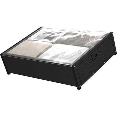 Boîtes de rangement à roulettes pour sous le lit, organisateur de rangement pour vêtements et couvertures avec fenêtre transparente. (1/5)