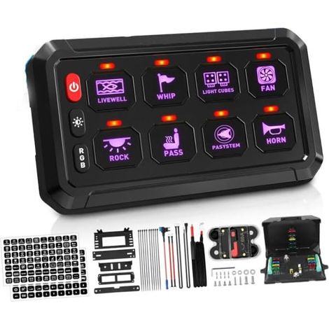 Panneau de commande tactile 8 voies avec rétroéclairage réglable pour voitures, bateaux et motos, installation simple et panneau tactile flexible en ABS robuste (1/5)