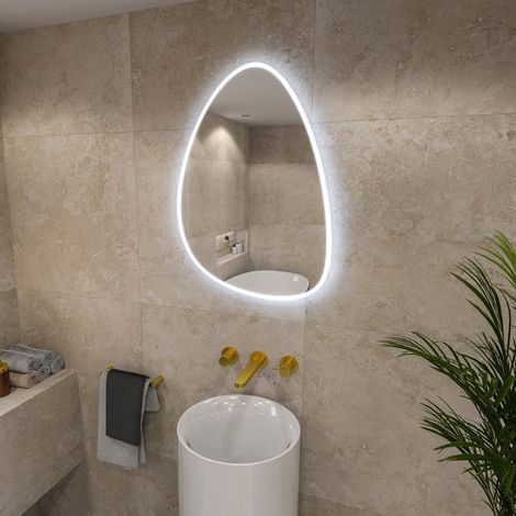 RAK TearDrop LED Illuminated Bathroom Mirror with Touch Sensor 500mm H x 700mm W (1/2)