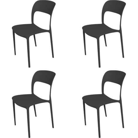 Set 4 Sedie in Polipropilene Ergonomiche Soggiorno 56x48x83 cm Nero