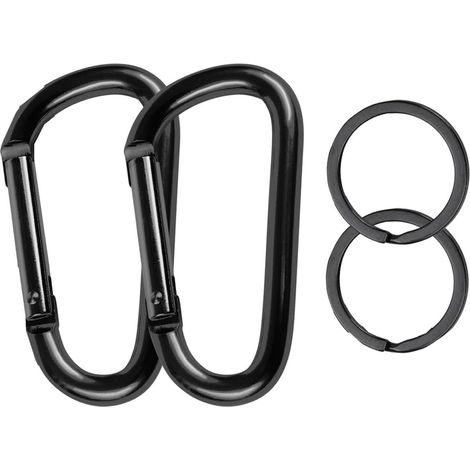 2 mousquetons en aluminium 69 mm, lot de crochets mousquetons, pour randonnée et équipement extérieur (1/2)
