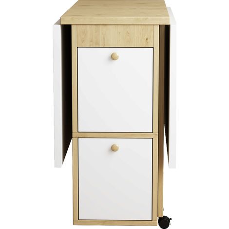 Conjunto de mesa de comedor con 4 sillas plegable y extensible blanco y roble 120x80x75 cm (1/5)