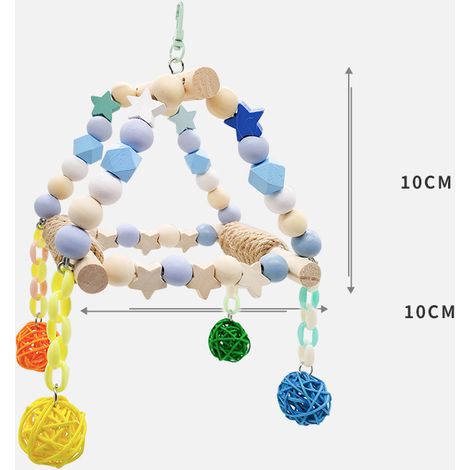 Perchoir en bois coloré avec perles pour perchoir, jouet idéal pour perruche, calopsitte, conure, pinson, canari, cacatoès (1/5)